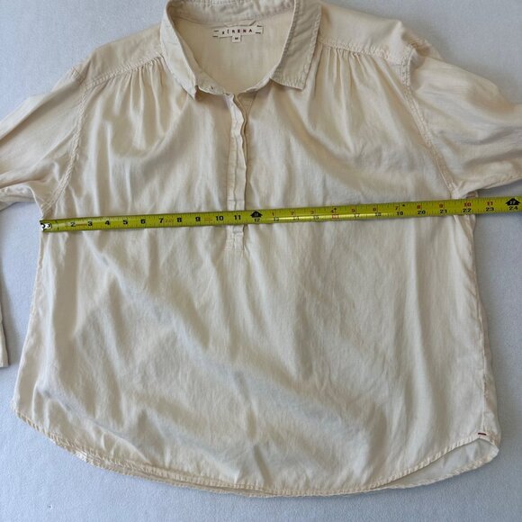 Xirena 100% Cotton Long Sleeve Popover Top Size M Cream Ivory Lightweight READ - Picture 9 of 11